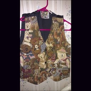 Vintage teddy bear vest 90s